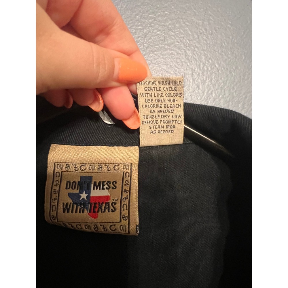 Women's Don't Mess With Texas Black Jean Jacket Native Horses SZ XL Western Ware - Picture 7 of 12